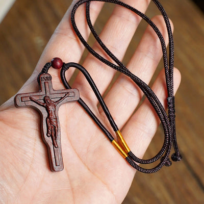 Jezus Kruis Houten Ketting (1+1 GRATIS)