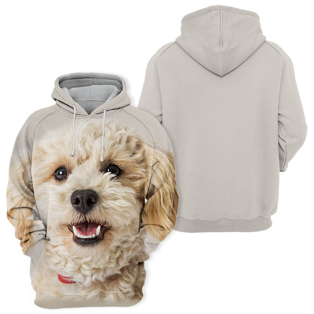 Unisex Honden Hoodie | Wit Mixed Breed Poodle Smile