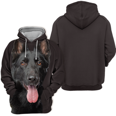 Unisex Honden Hoodie | German Shepherd Zwart