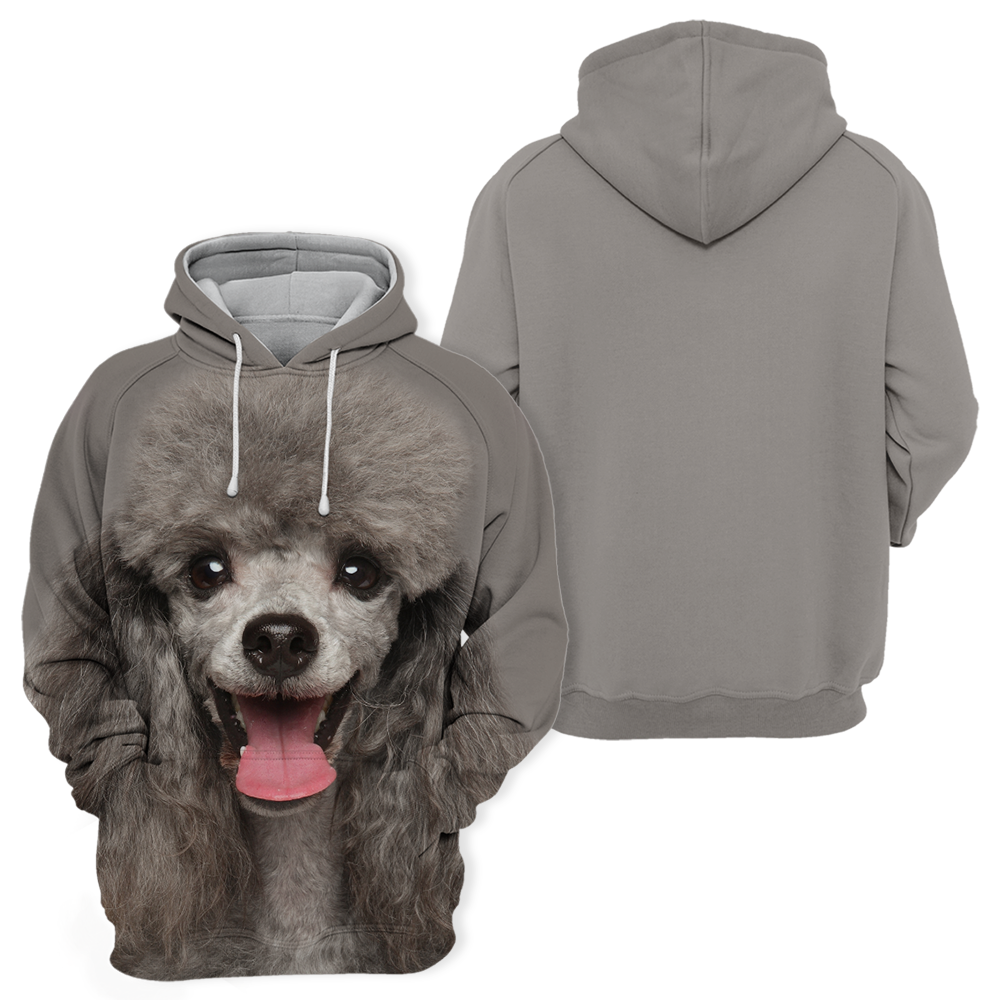 Unisex Honden Hoodie | Poodle Grey Happy