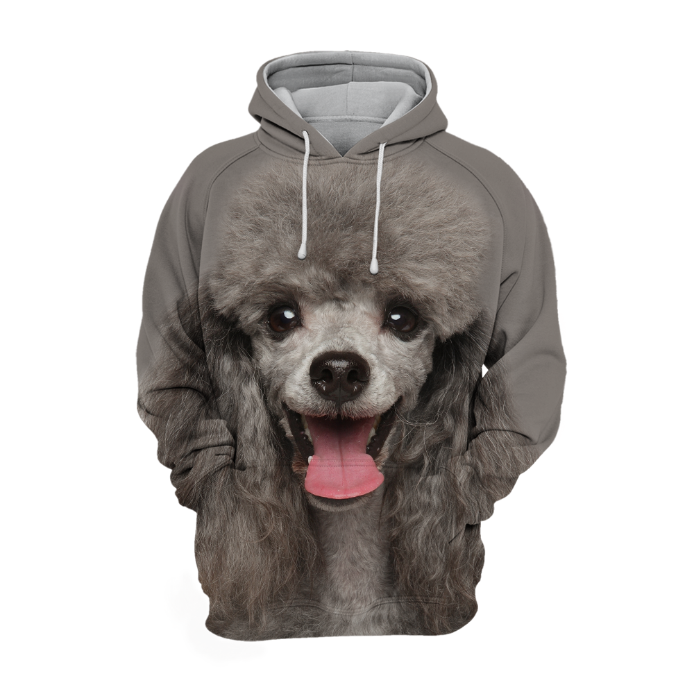 Unisex Honden Hoodie | Poodle Grey Happy