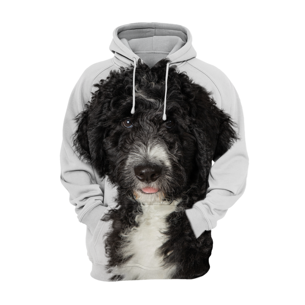 Unisex Honden Hoodie | Bernedoodle Zwart