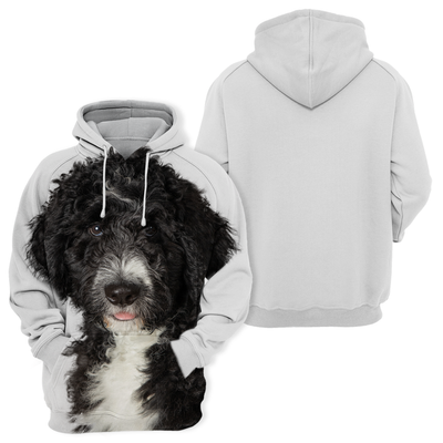 Unisex Honden Hoodie | Bernedoodle Zwart