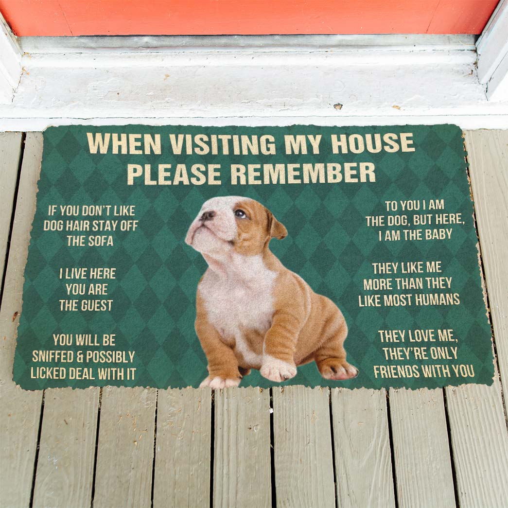 Vergeet Niet! Bulldog Puppy Dogs Huis Regels Deurmat