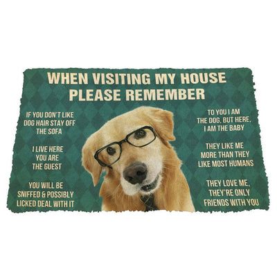 Vergeet Niet! Golden Retriever With Glasses Dogs Huis Regels Deurmat