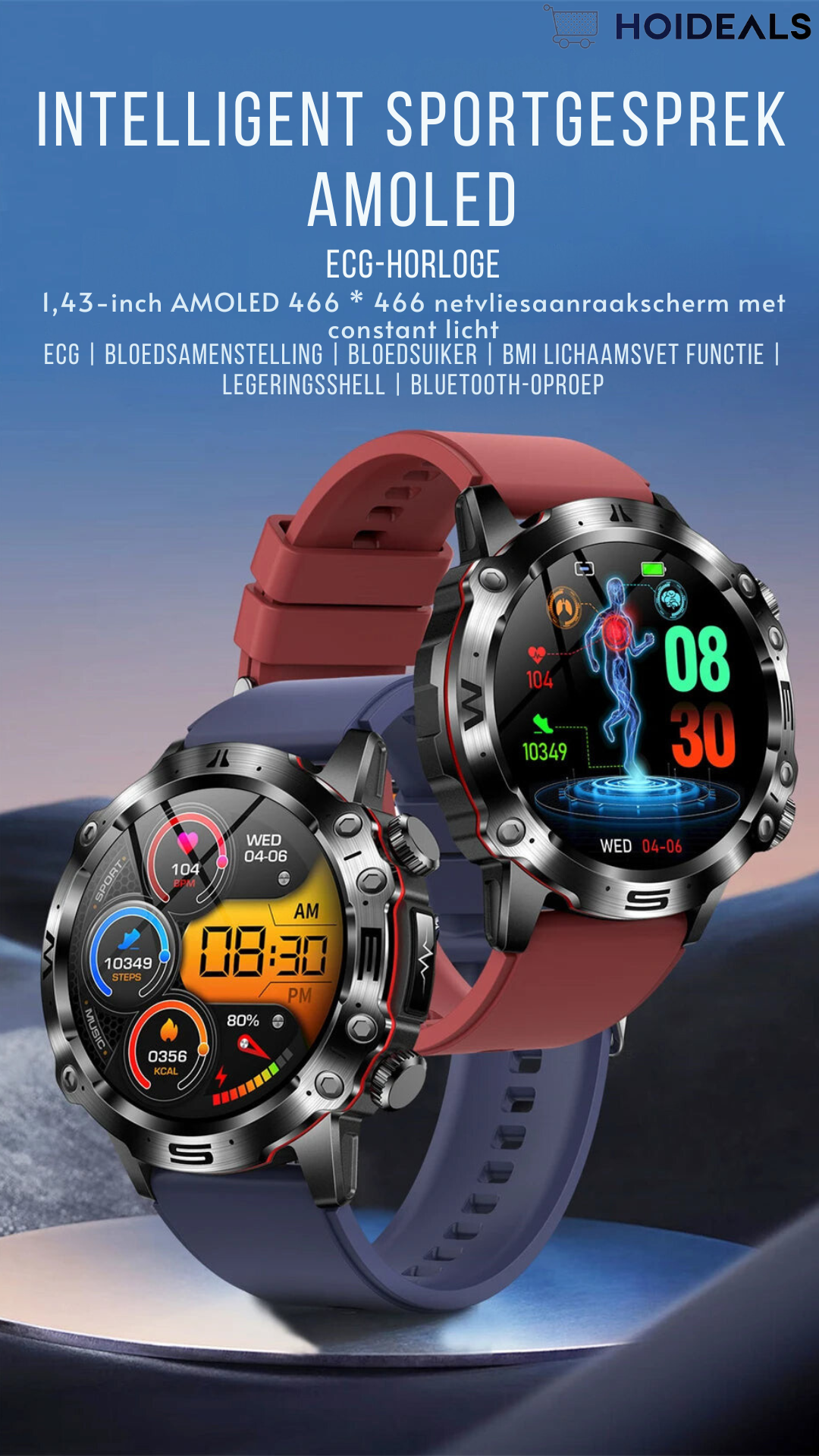 AI Medische Diagnose Smart Horloge - 2024 Nieuw Bloed Lipiden Urinezuur Bloedglucose horloge - ECG + PPG Fitness Tracker