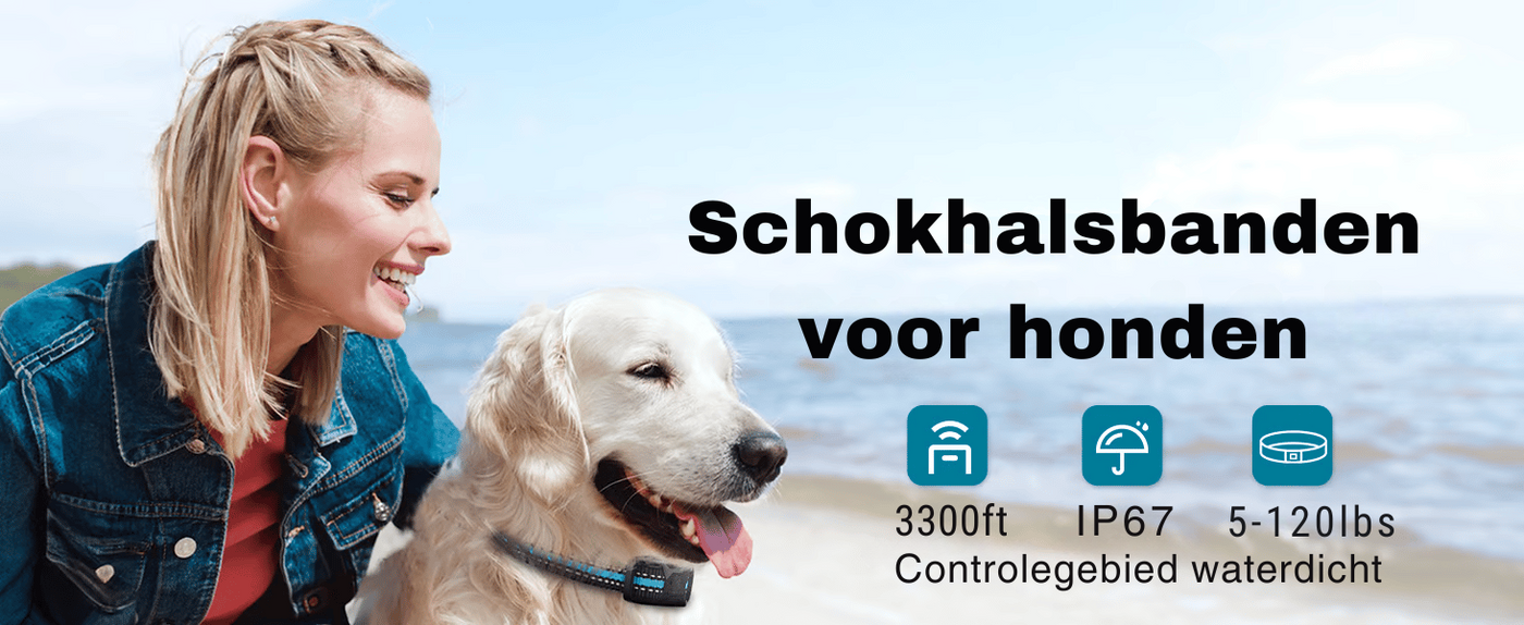 Schokhalsband voor honden - Trainingshalsband met afstandsbediening Oplaadbare waterdichte halsband met piep