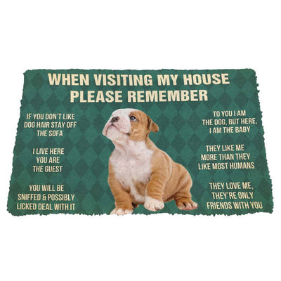 Vergeet Niet! Bulldog Puppy Dogs Huis Regels Deurmat