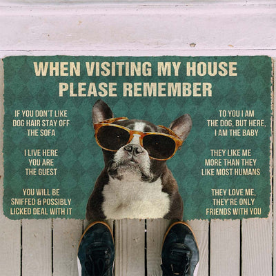 Vergeet Niet! Franse Bulldog With Glasses Dogs Huis Regels Deurmat