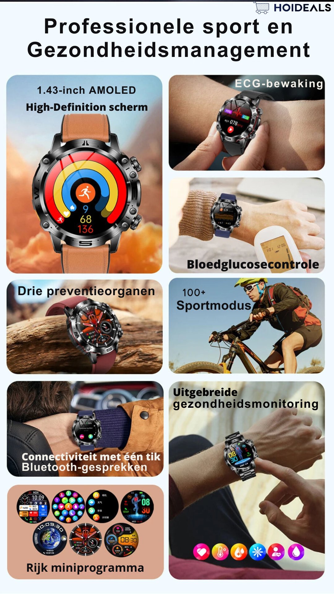 AI Medische Diagnose Smart Horloge - 2024 Nieuw Bloed Lipiden Urinezuur Bloedglucose horloge - ECG + PPG Fitness Tracker