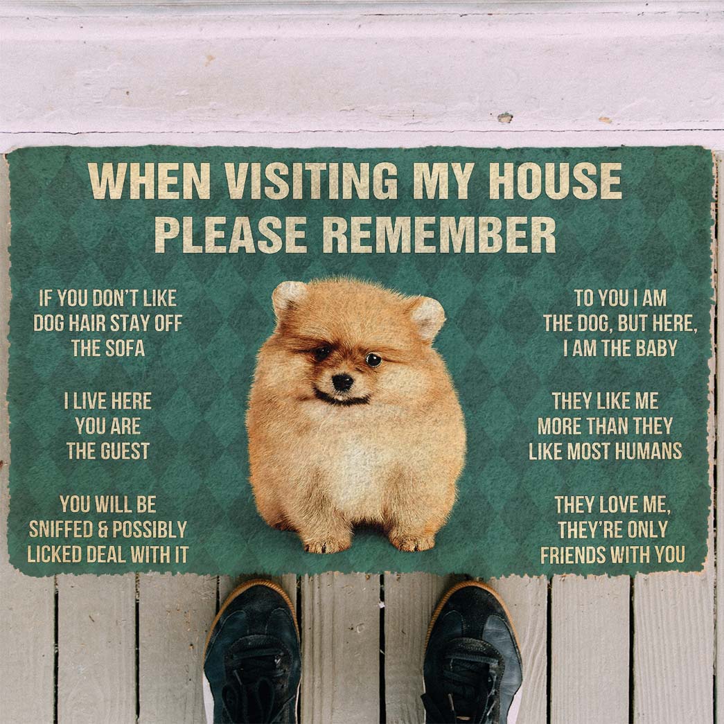 Vergeet Niet! Pomeranian Puppy Dogs Huis Regels Deurmat