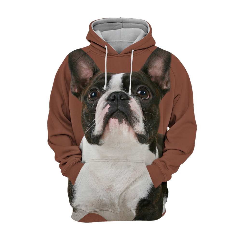 Unisex Honden Hoodie | Boston Terrier Looking Up