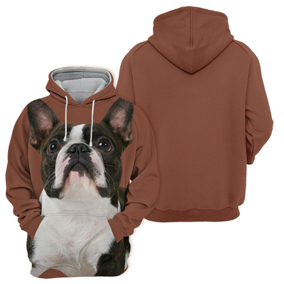 Unisex Honden Hoodie | Boston Terrier Looking Up