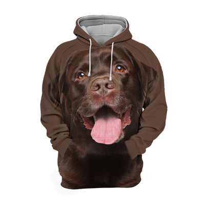 Unisex Honden Hoodie | Labrador Chocolate Happy