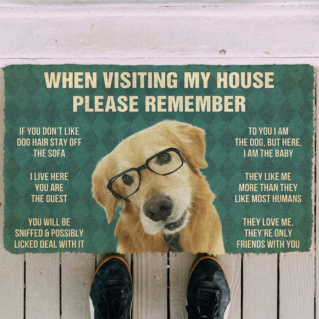 Vergeet Niet! Golden Retriever With Glasses Dogs Huis Regels Deurmat