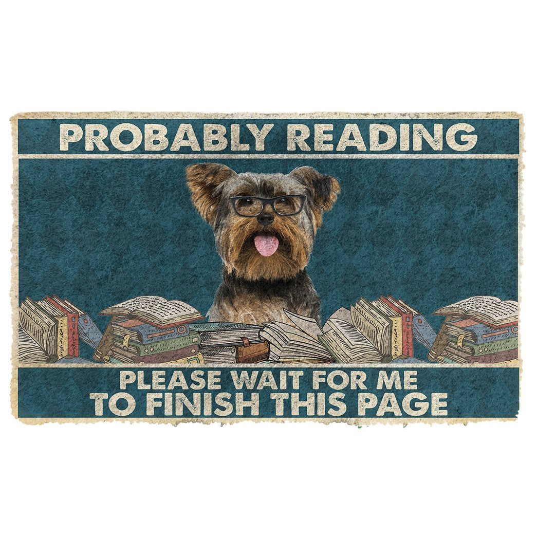 Yorkshire Terrier Probably Reading Please Wait Deurmat