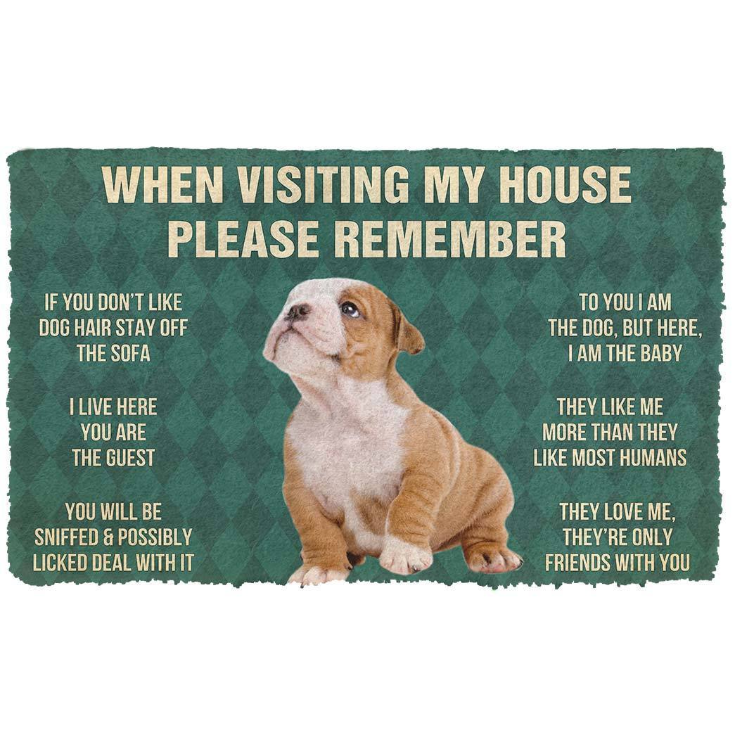 Vergeet Niet! Bulldog Puppy Dogs Huis Regels Deurmat