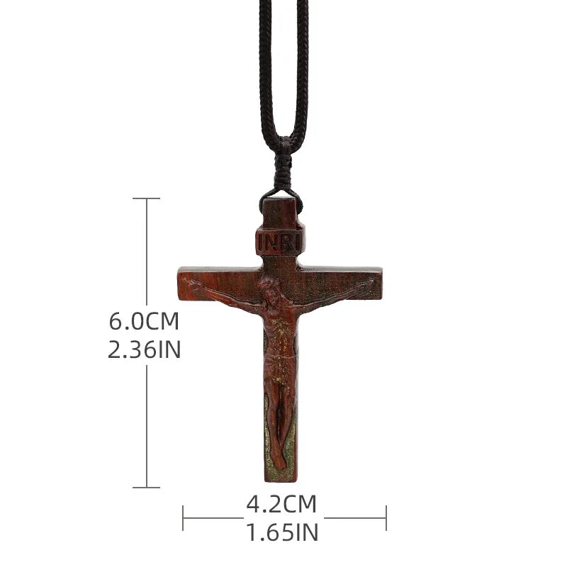 Jezus Kruis Houten Ketting (1+1 GRATIS)