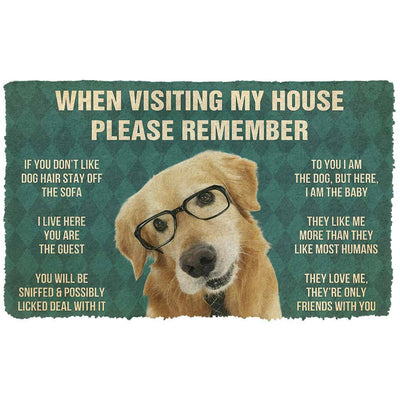 Vergeet Niet! Golden Retriever With Glasses Dogs Huis Regels Deurmat