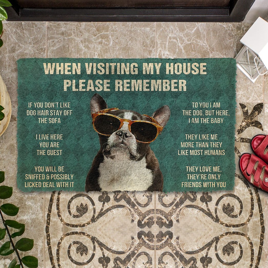 Vergeet Niet! Franse Bulldog With Glasses Dogs Huis Regels Deurmat