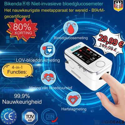 𝐁𝐢𝐤𝐞𝐧𝐝𝐚™ Niet-invasieve bloedglucosemeter - 99,99% nauwkeurig!