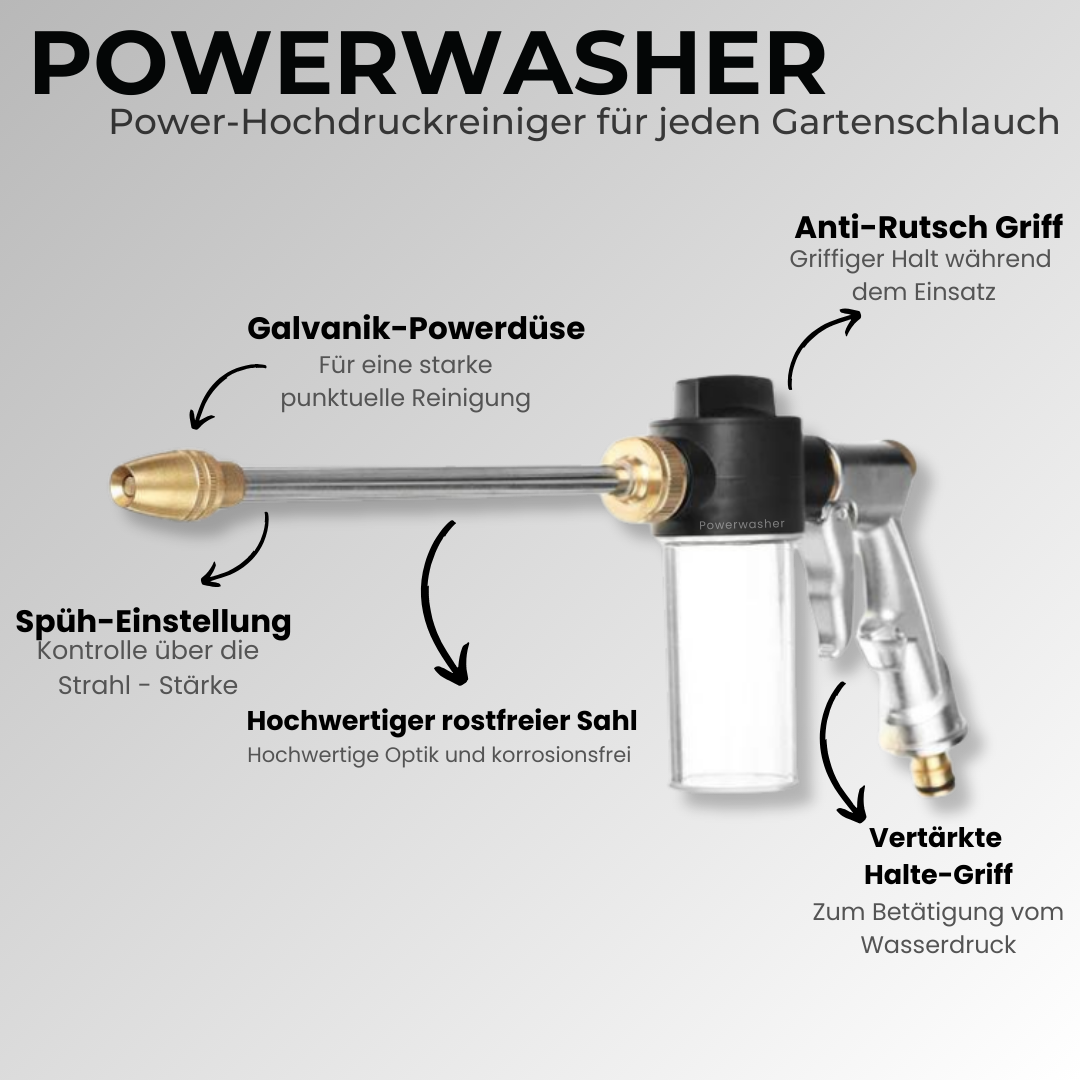 Powerwasher™ - Krachtige hogedrukreiniger voor elke tuinslang