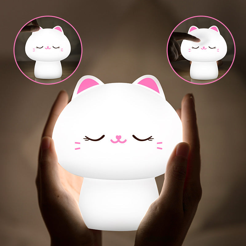 Moon Cat Mushroom Night Light Colorful Gift