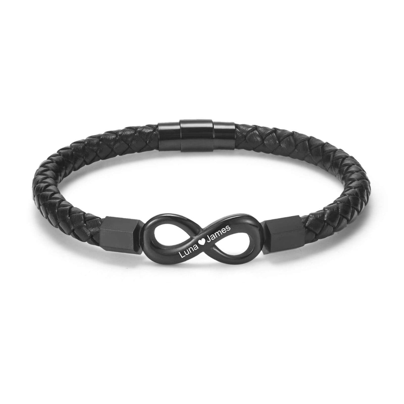 Gepersonaliseerde 2 Namen Infinity Leren Armband