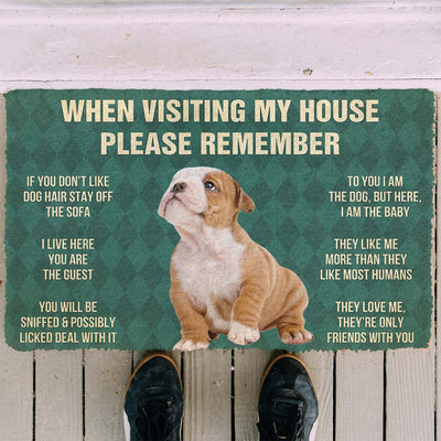 Vergeet Niet! Bulldog Puppy Dogs Huis Regels Deurmat