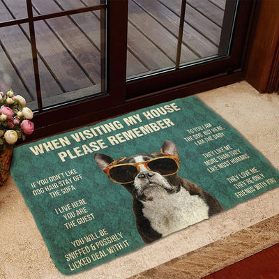 Vergeet Niet! Franse Bulldog With Glasses Dogs Huis Regels Deurmat