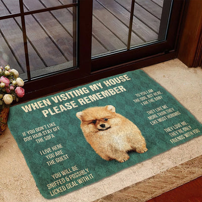 Vergeet Niet! Pomeranian Puppy Dogs Huis Regels Deurmat