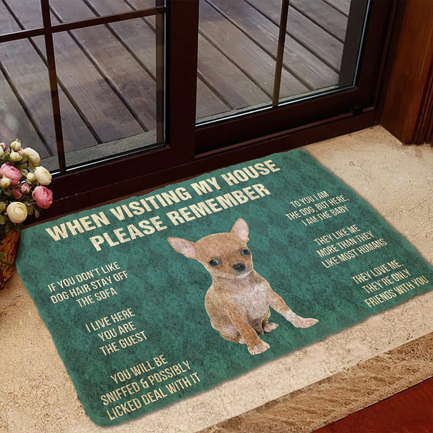 Vergeet Niet! Chihuahua Puppy Dogs Huis Regels Deurmat