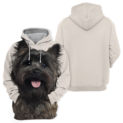 Unisex Honden Hoodie | Cairn Terrier Zwart Happy