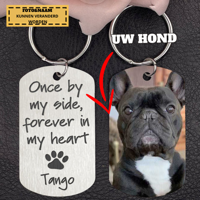 Ooit aan mijn zijde Altijd in mijn hart | Gepersonaliseerde sleutelhanger, Herdenkingscadeau voor honden/katten liefhebbers, aangepaste foto