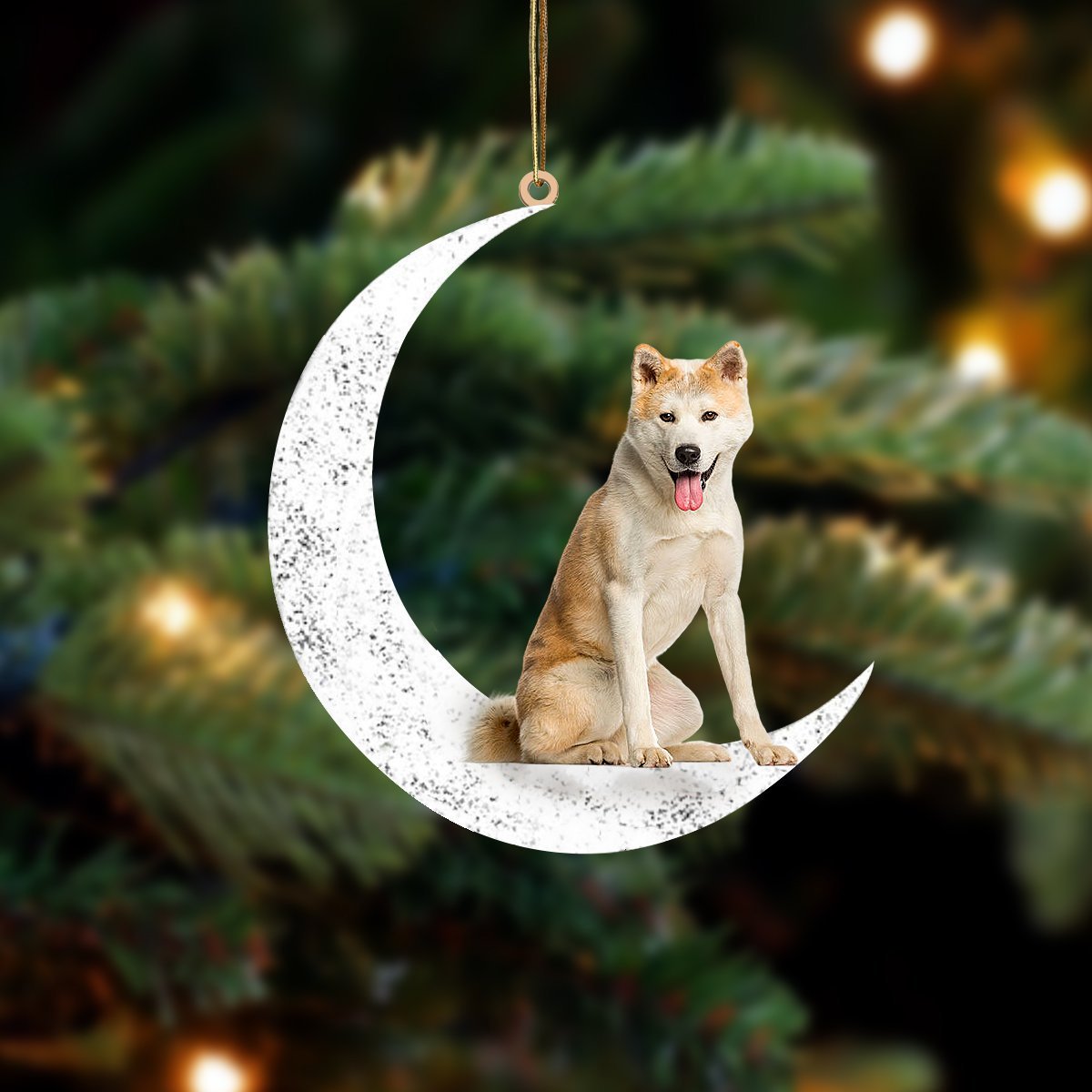 Akita Inu Zit op de Maan Ornament