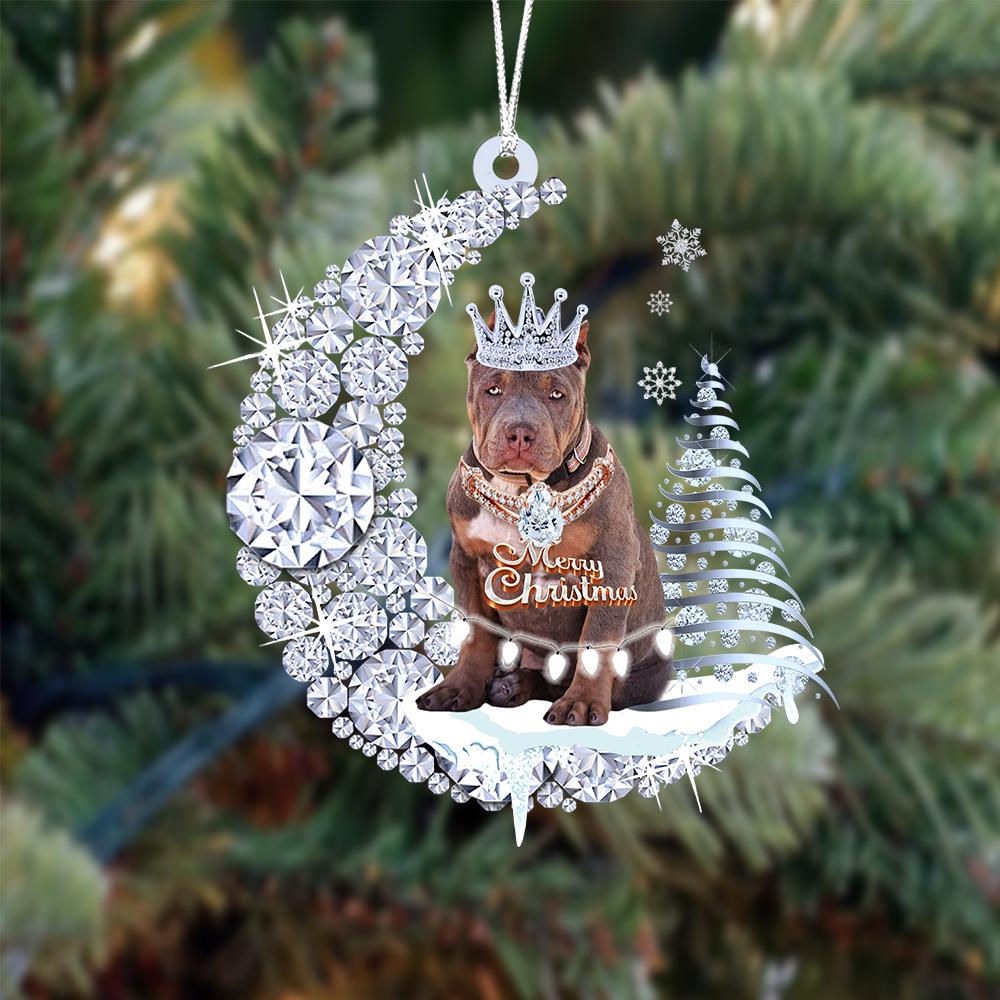 Amerikaanse Bully 02 op Diamand Maan Kerst Ornament