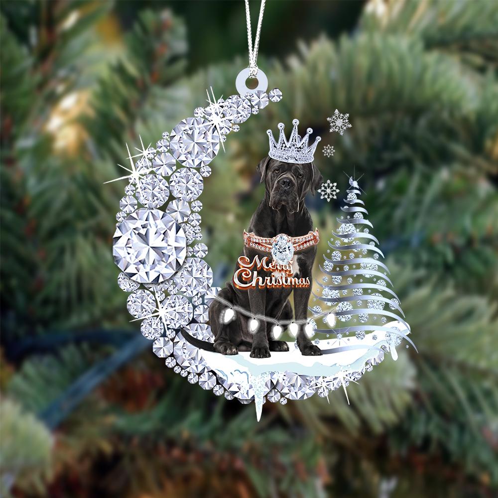 Amerikaanse Bully op Diamand Maan Kerst Ornament