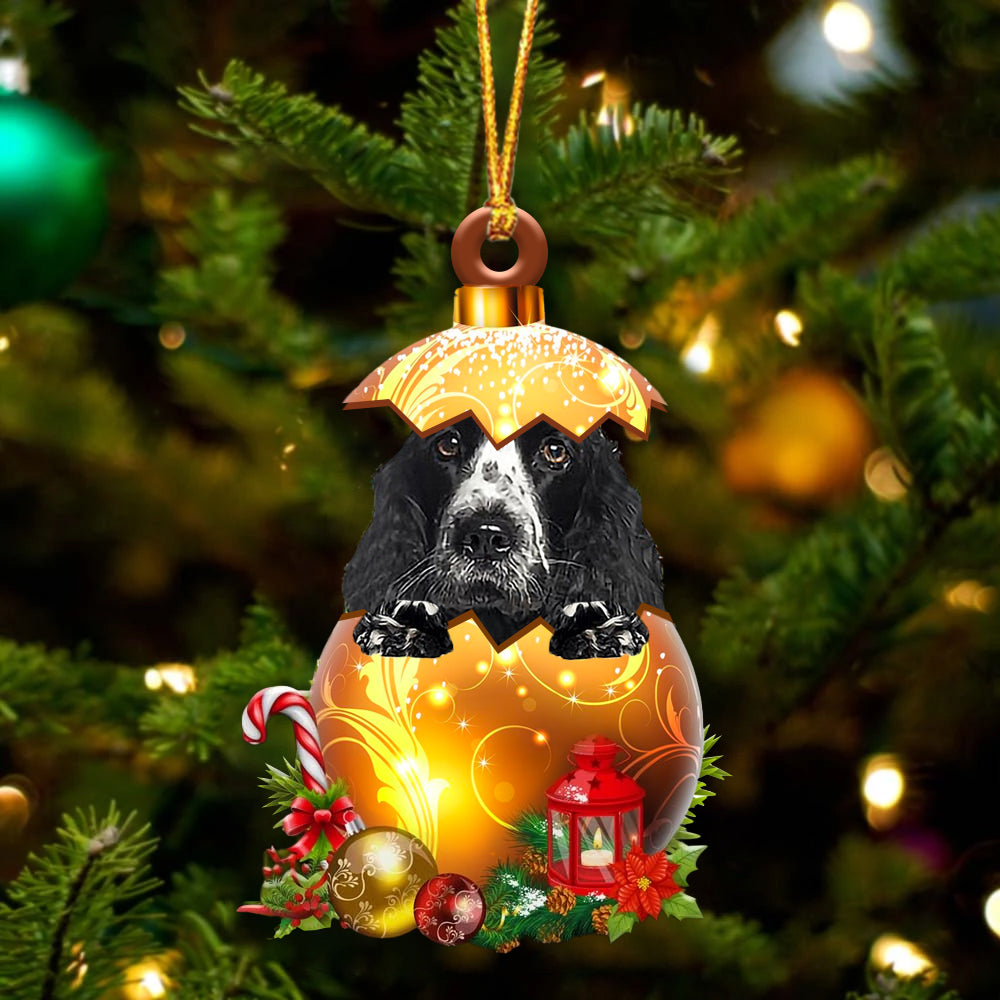 Amerikaanse Cocker Spaniel In Kerst Gouden Ei Ornament