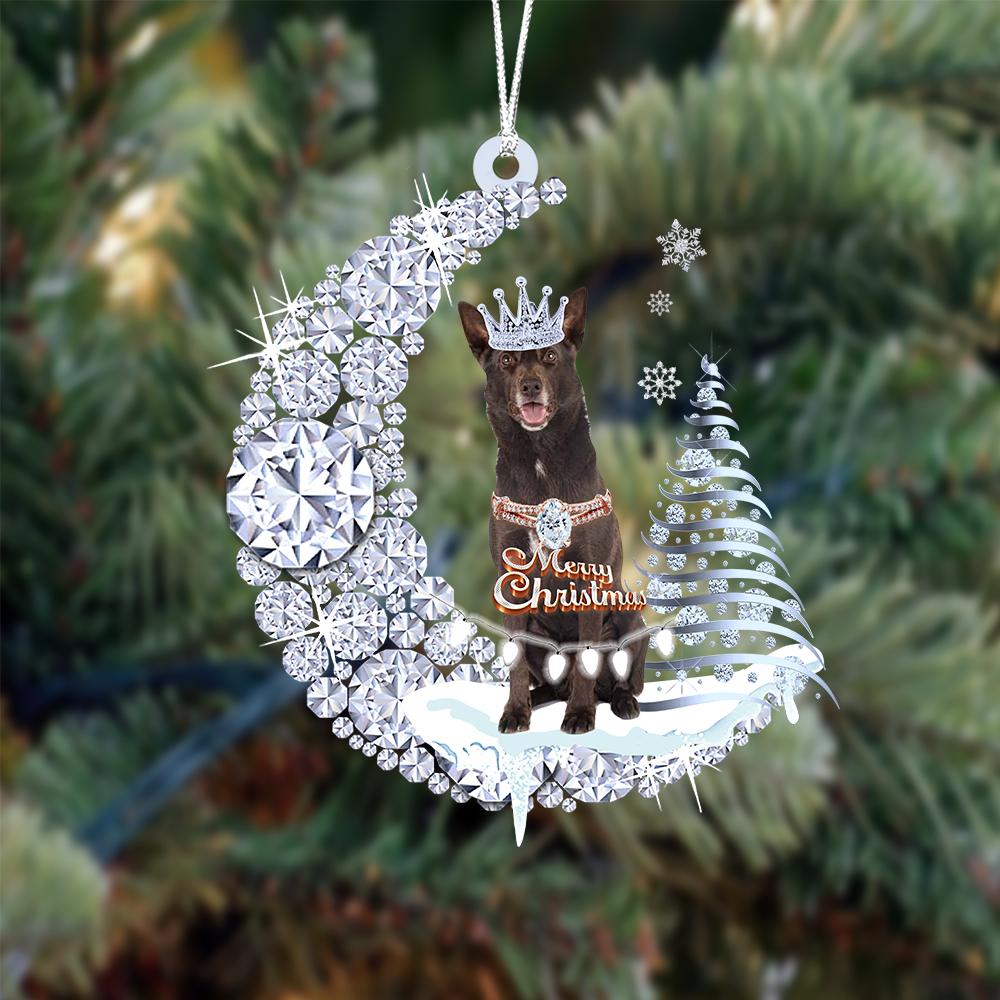 Australische Kelpie op Diamand Maan Kerst Ornament