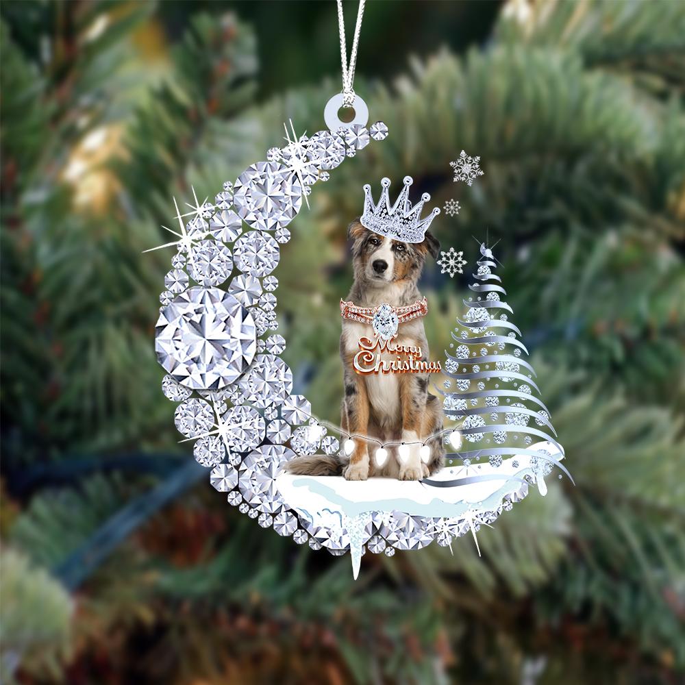 Australische Shepherd op Diamand Maan Kerst Ornament