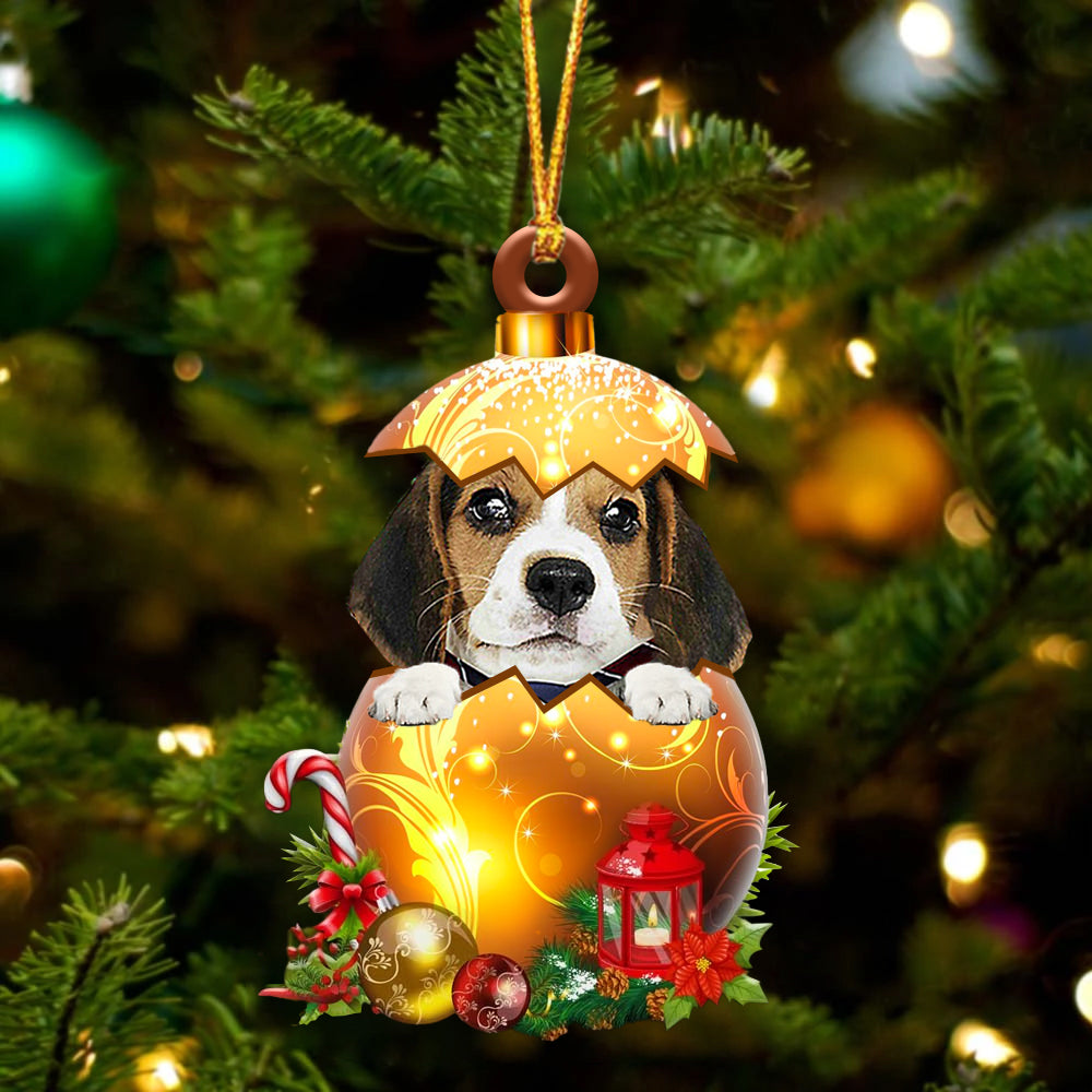 Beagle 2 In Kerst Gouden Ei Ornament