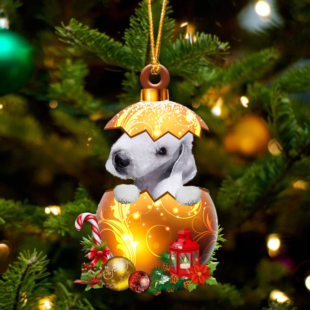 Bedlington Terrier In Kerst Gouden Ei Ornament