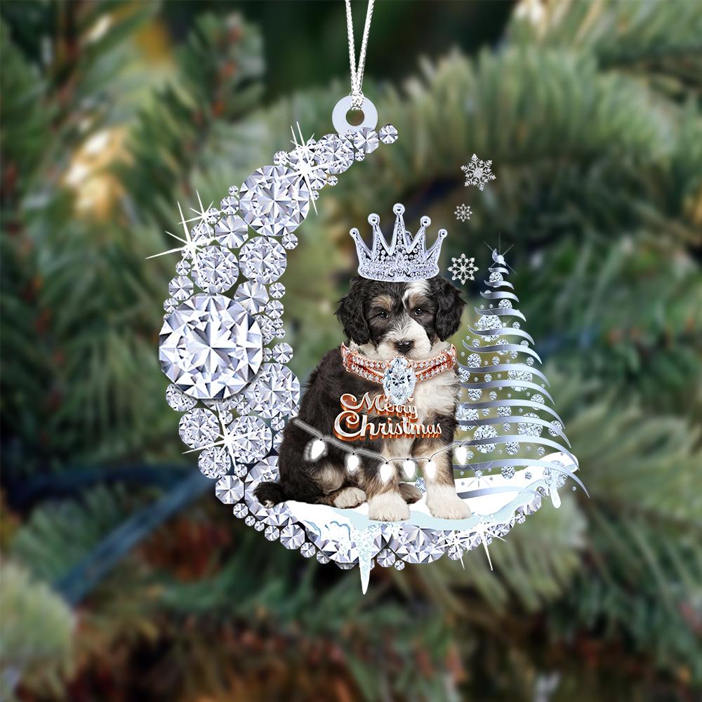 Bernedoodle op Diamand Maan Kerst Ornament