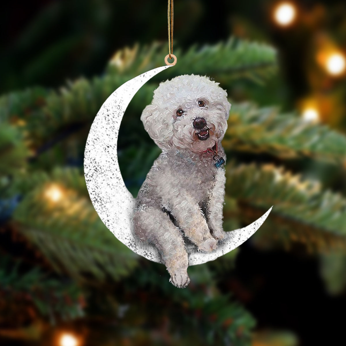 Bichon Frise Zit op de Maan Ornament