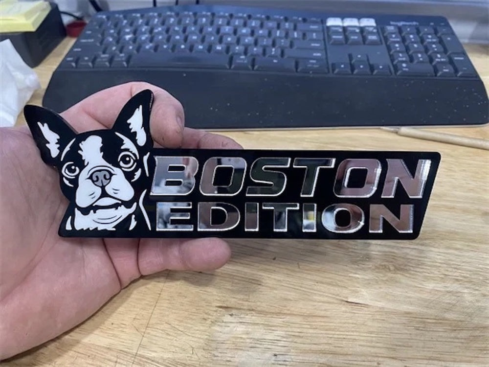 Boston Terrier Auto Badge Autoembleem