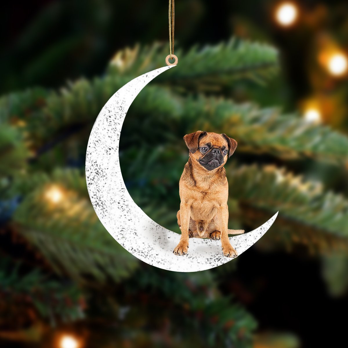 Brussels Griffon Zit op de Maan Ornament