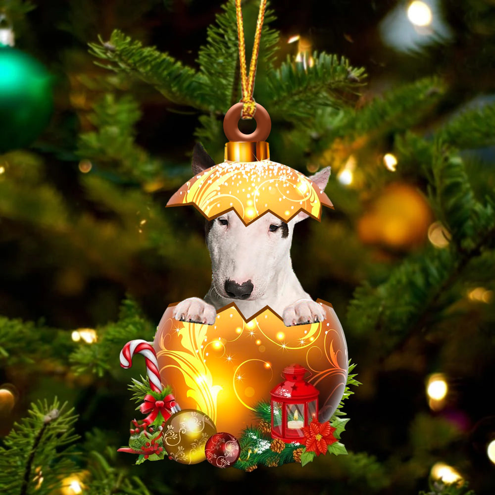 Bull Terrier In Kerst Gouden Ei Ornament