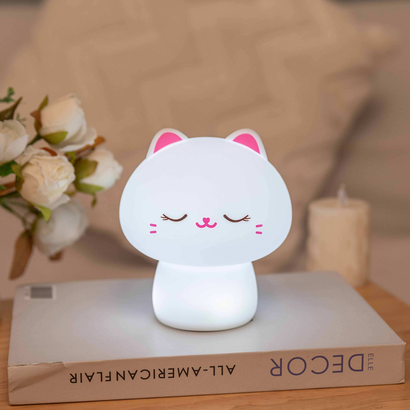 Moon Cat Mushroom Night Light Colorful Gift