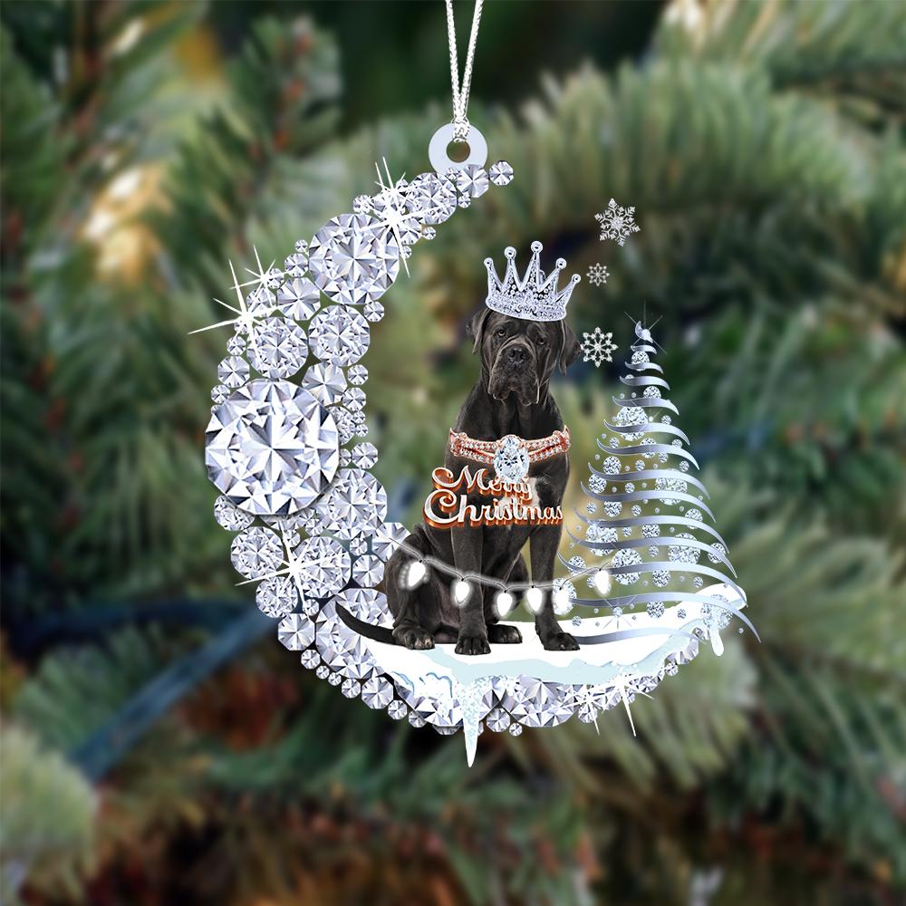 Cane Corso op Diamand Maan Kerst Ornament