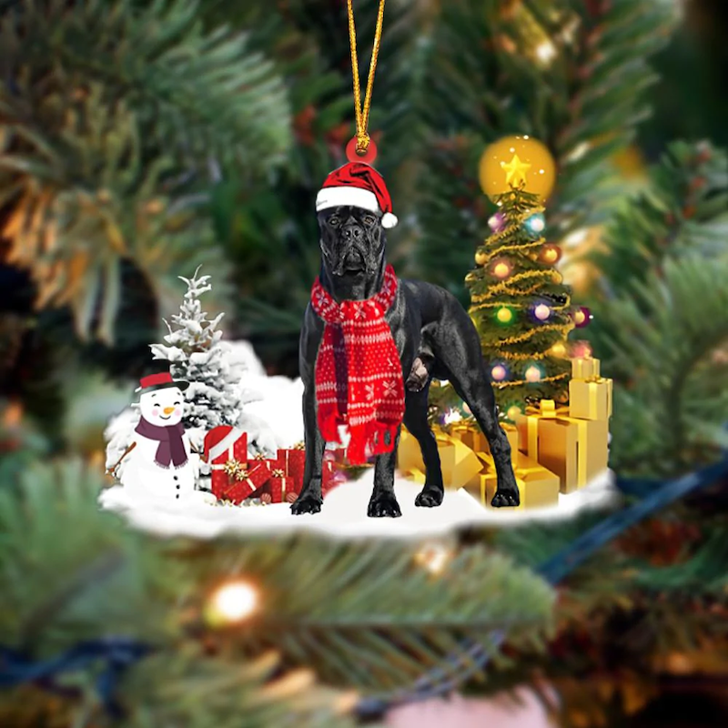 Cane Corso Sneeuwpop Kerst Ornament